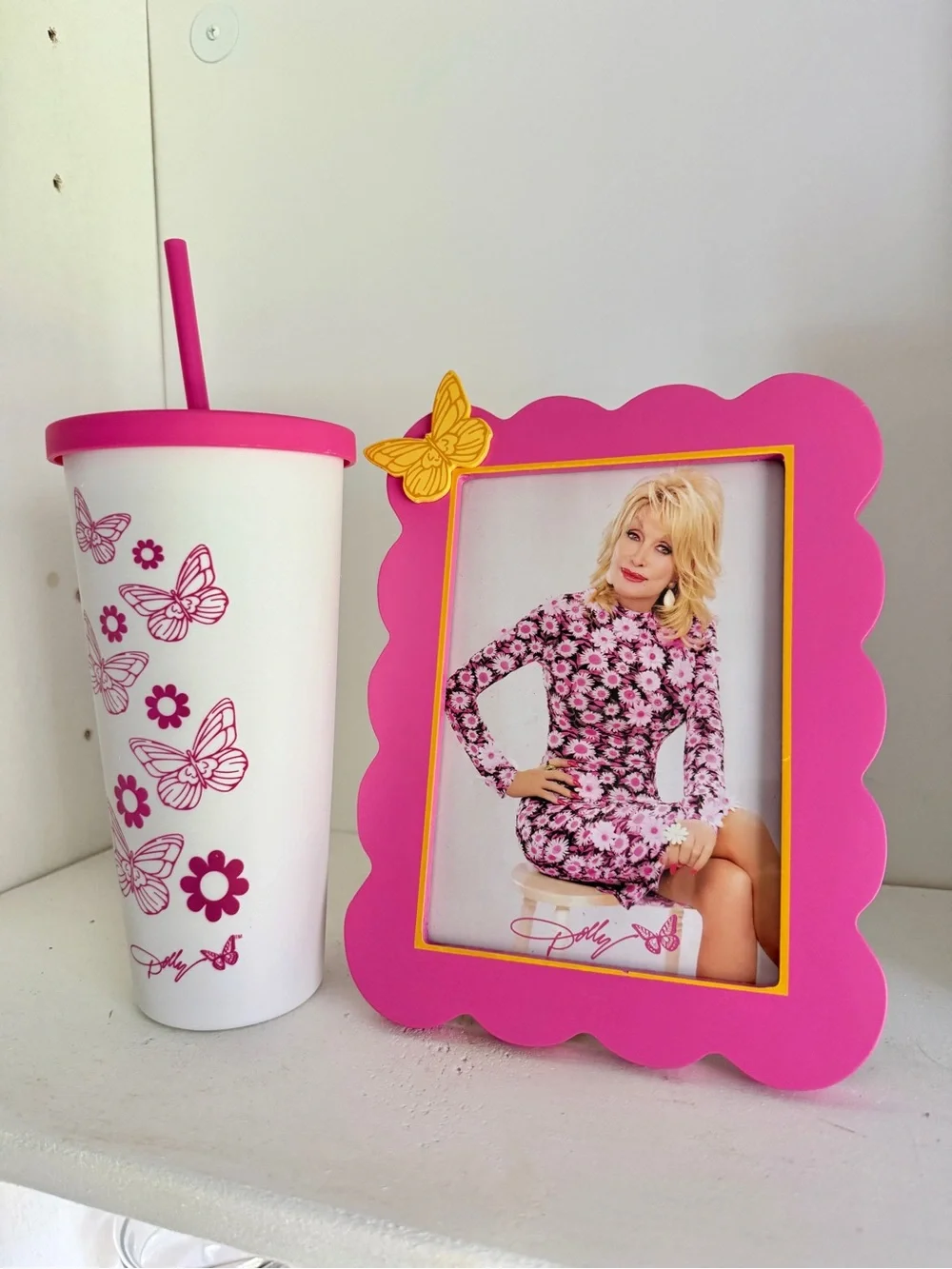 Dolly Parton Pink tumbler and 5x7 Frame Set
